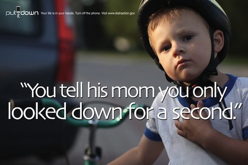 Distracted driving prevention poster: 